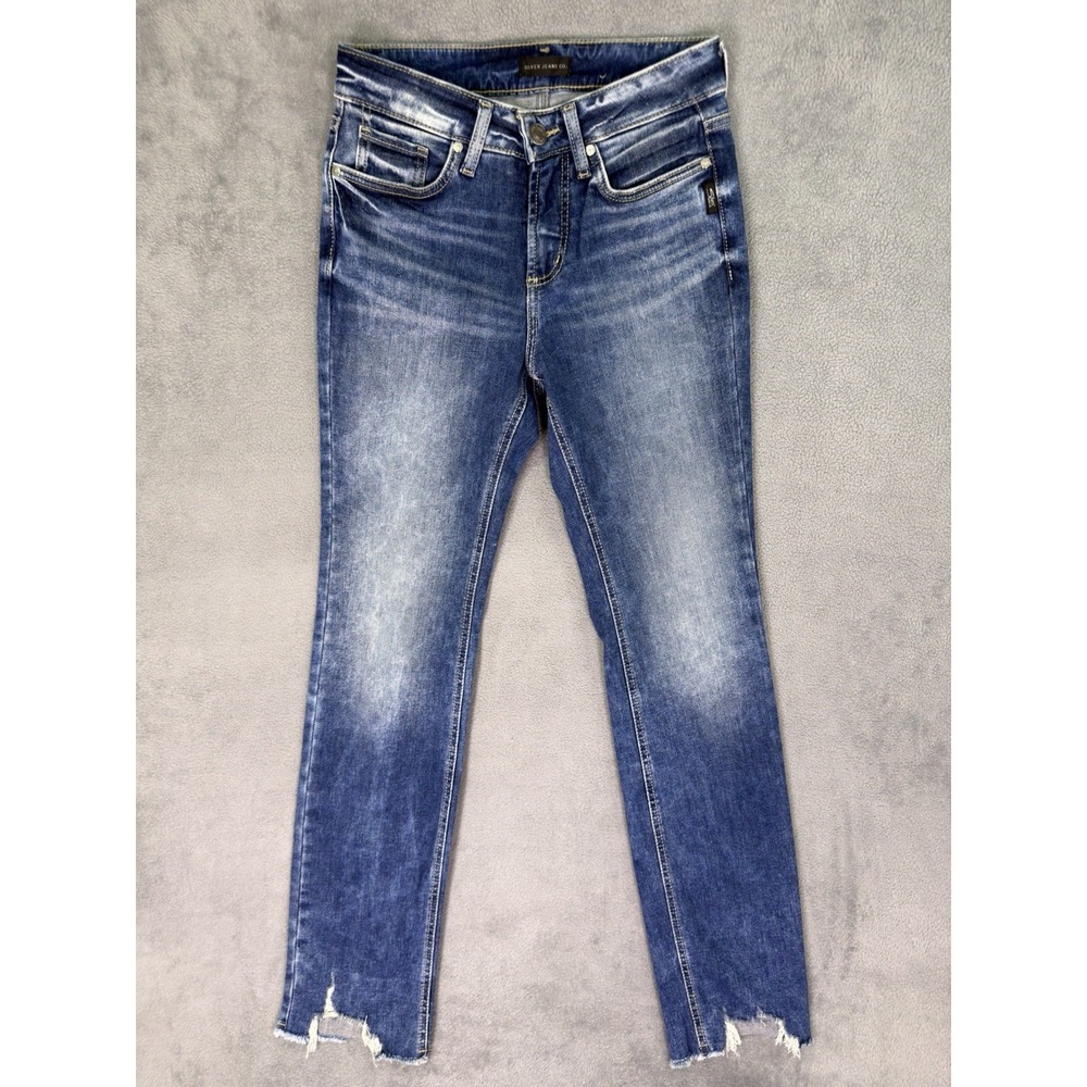 Silver Jeans Womens 27 Blue Medium Wash Mid Rise Suki Straight Stretch Denim - Picture 1 of 10